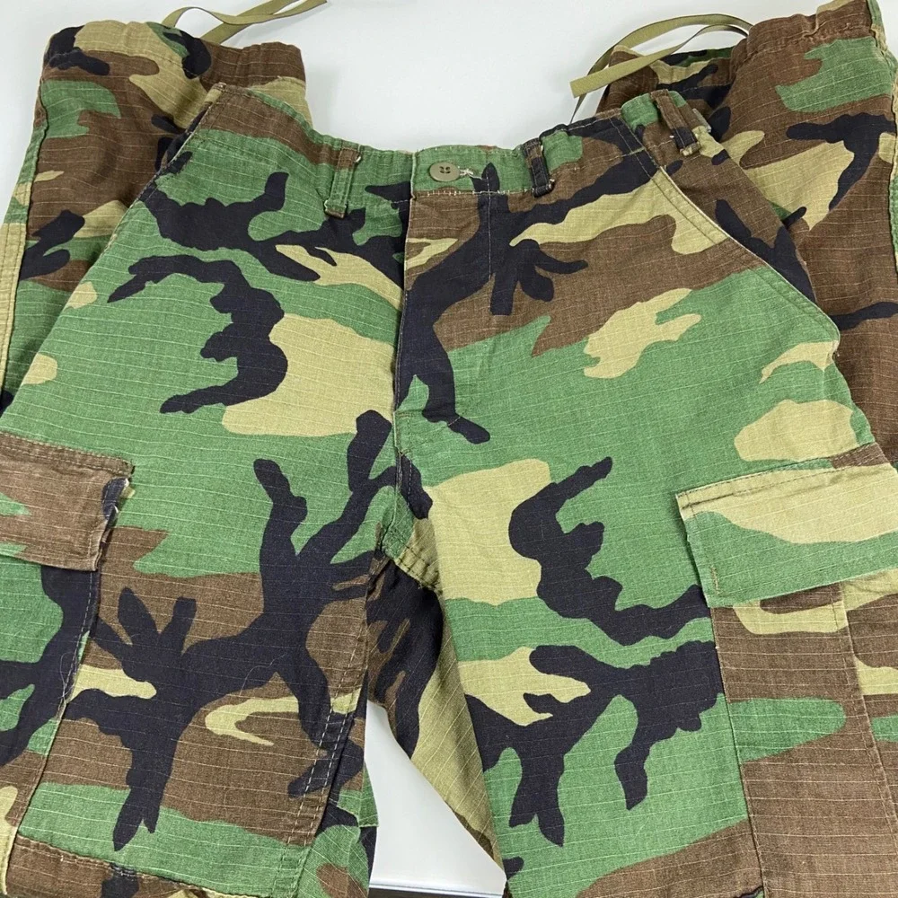 Military Mens XS Regular Green Woodland Camo BDU Cargo Pants Ripstop